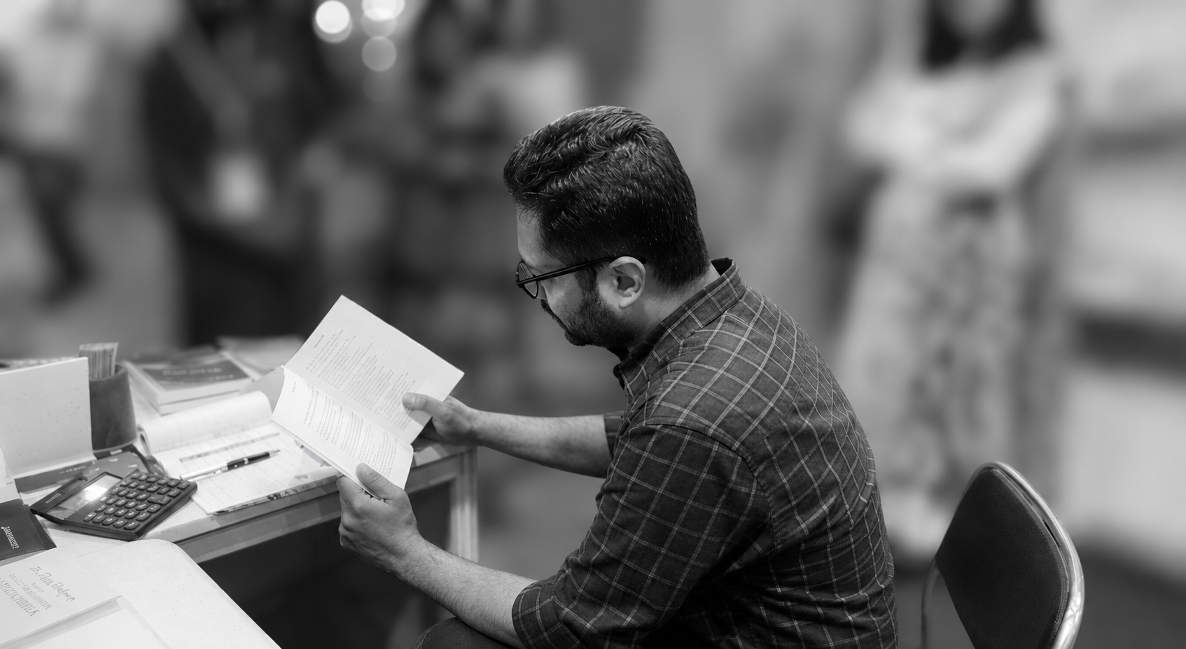Ankit Raj Ojha reading at a book fair